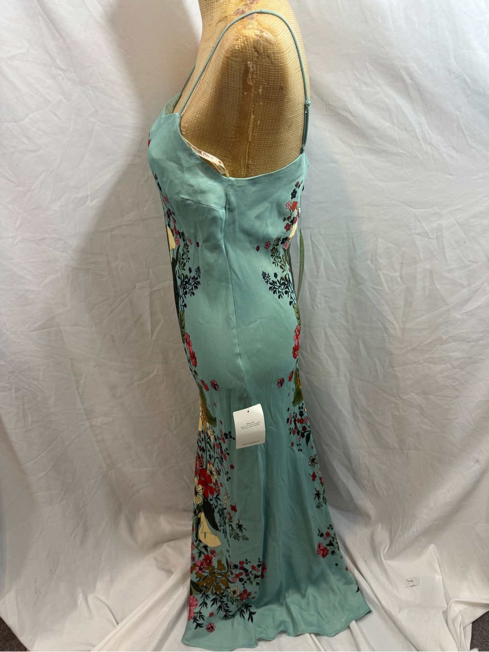 FARM Rio Aqua Floral Slip Maxi Dress with Red & Cream Accents M - Picture 2 of 13